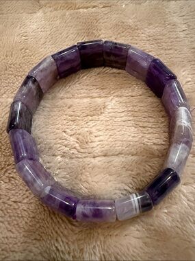 Purple Amethyst Beaded Stretch Bracelet -